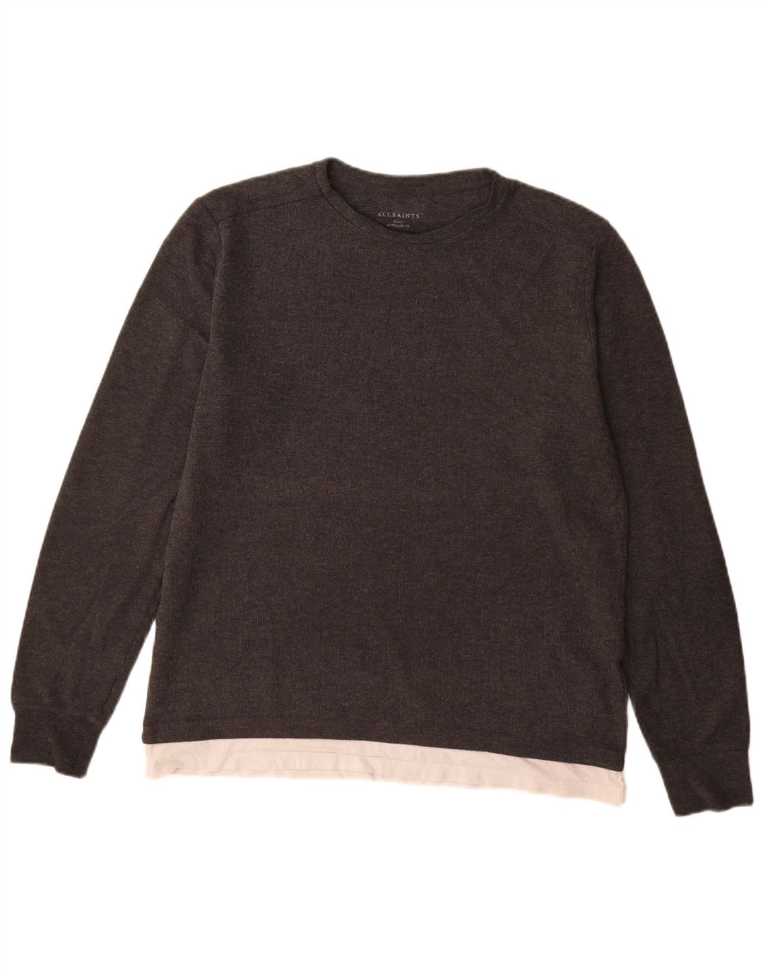 All Saints Pull long à col bateau pour homme Gris Taille S