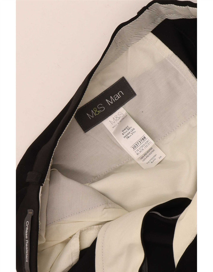 Marks & Spencer Pantalon de costume droit pour homme W32 L31 Noir Polyester