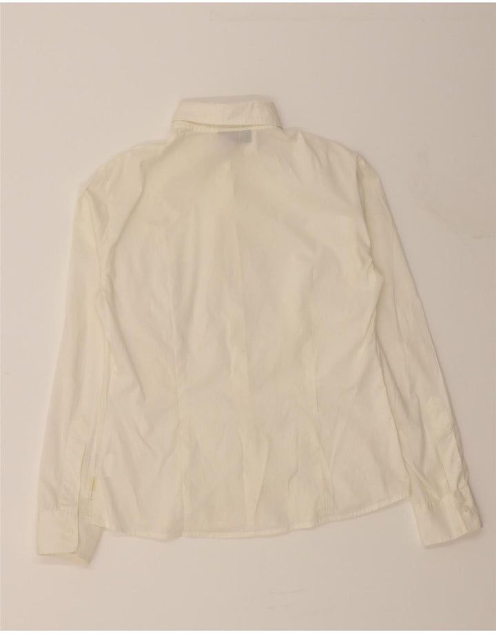 TRUSSARDI Womens Shirt UK 12 Medium Off White Cotton Vintage Trussardi and Second-Hand Trussardi from Messina Hembry 