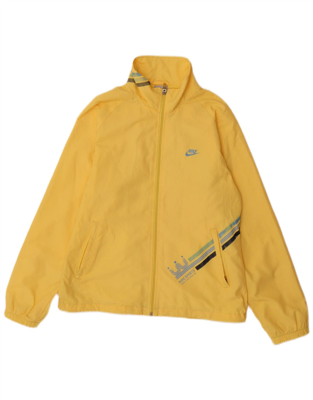 NIKE Veste de pluie graphique pour femme UK 12 Nylon jaune moyen