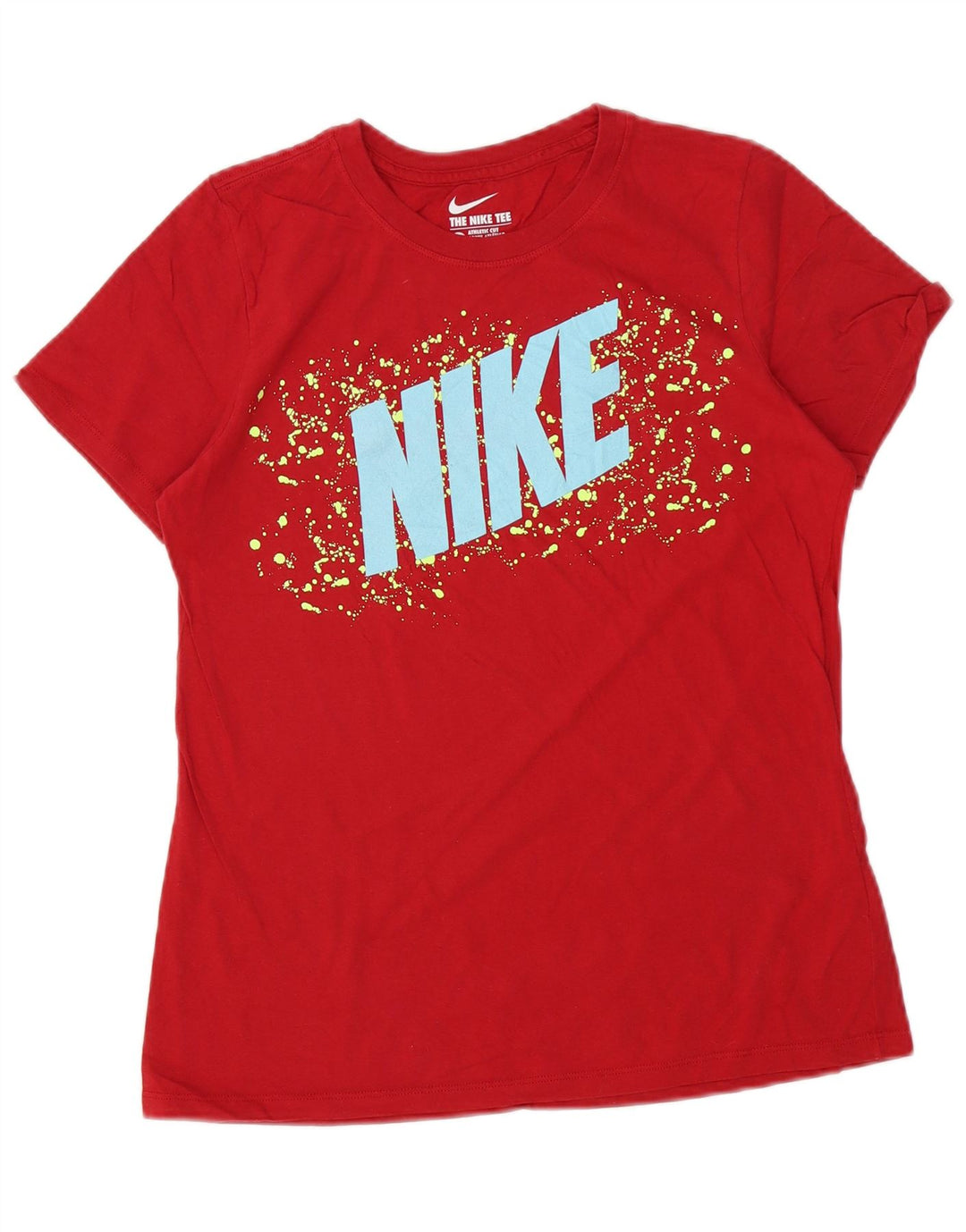 NIKE T-shirt graphique coupe athlétique pour femme UK 14 grand coton rouge