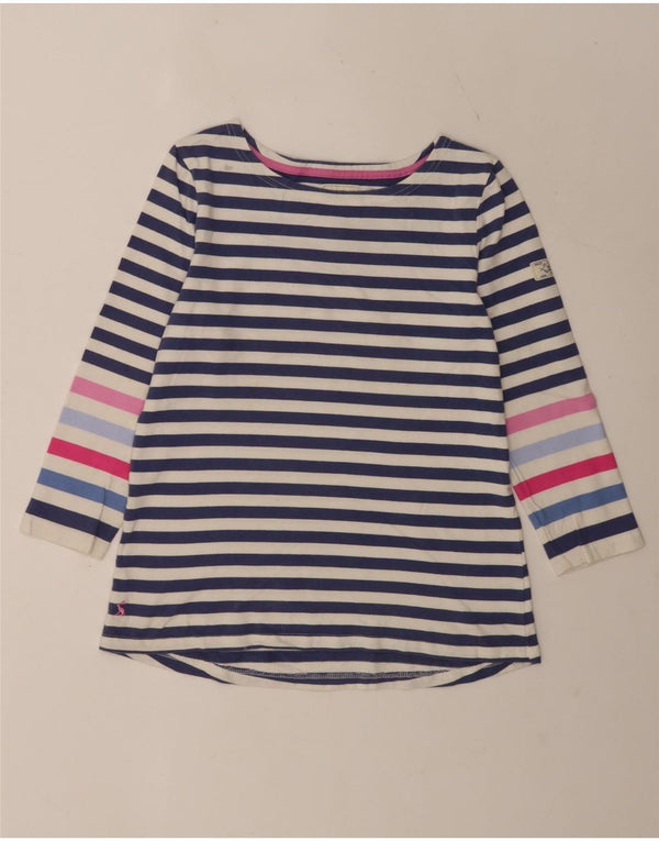 Joules Womens Regular Top Manches 3/4 UK 12 Bleu Moyen Rayé Coton