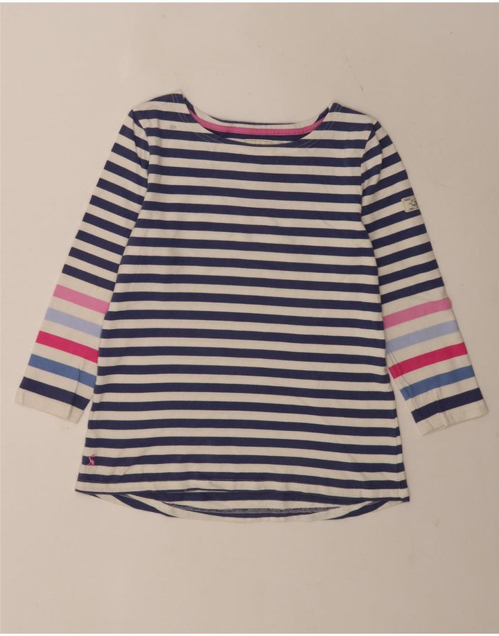 Joules Womens Regular Top Manches 3/4 UK 12 Bleu Moyen Rayé Coton