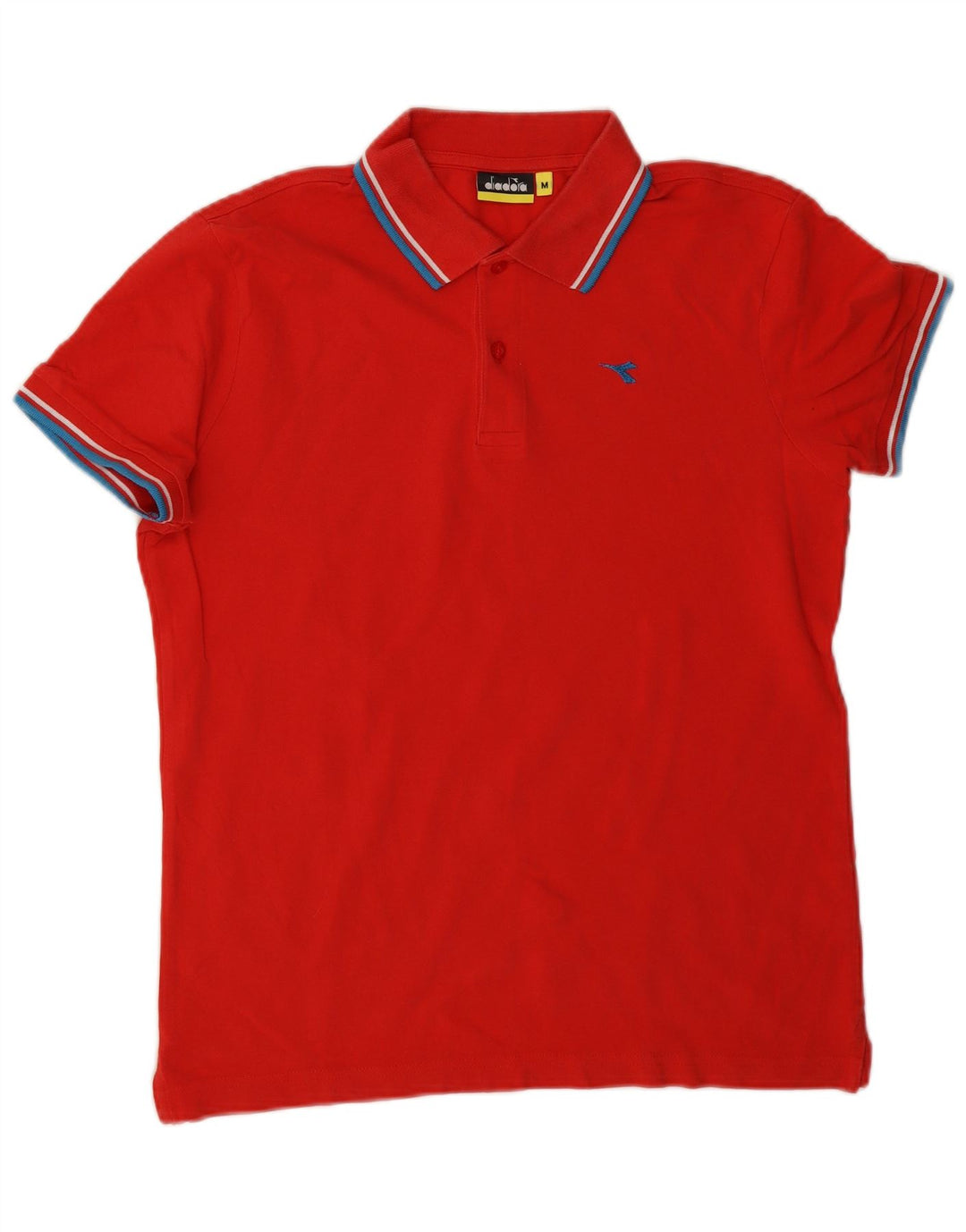 DIADORA Polo Homme Coton Rayé Rouge Moyen