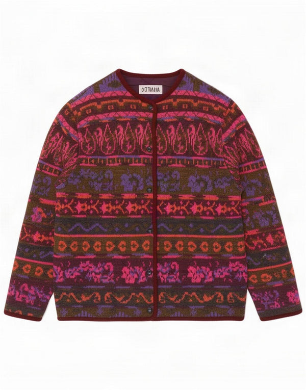 Vintage Womens Cardigan Sweater IT 44 Medium Multicolore Fair Isle Wool