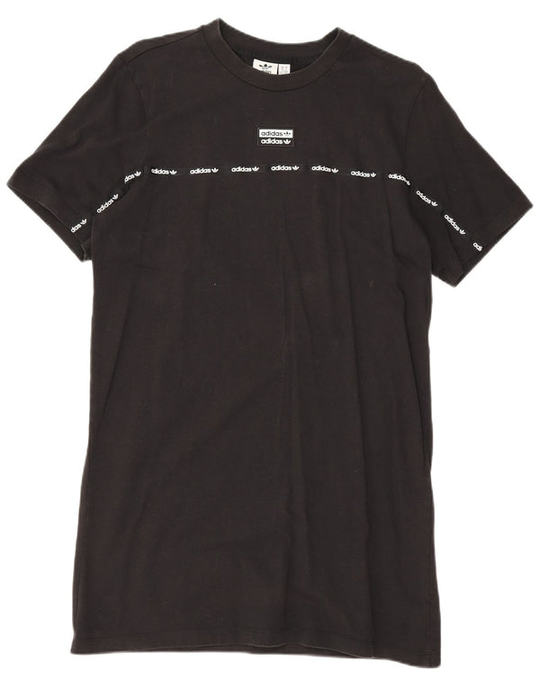 Adidas Robe t-shirt graphique pour femme UK 10 Petit coton noir
