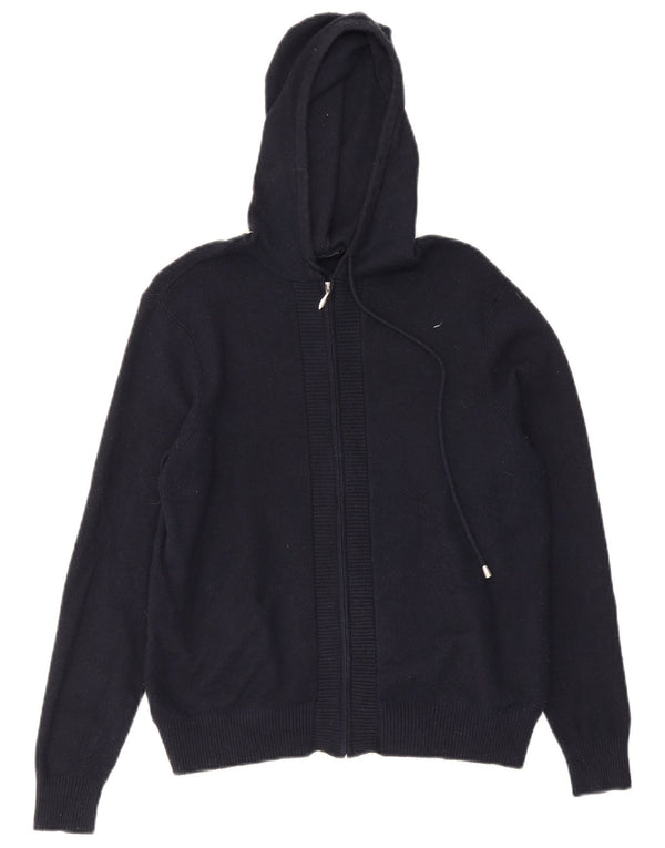 Marks & Spencer Pull à capuche zippé en tricot pour femme UK 12 Bleu marine moyen