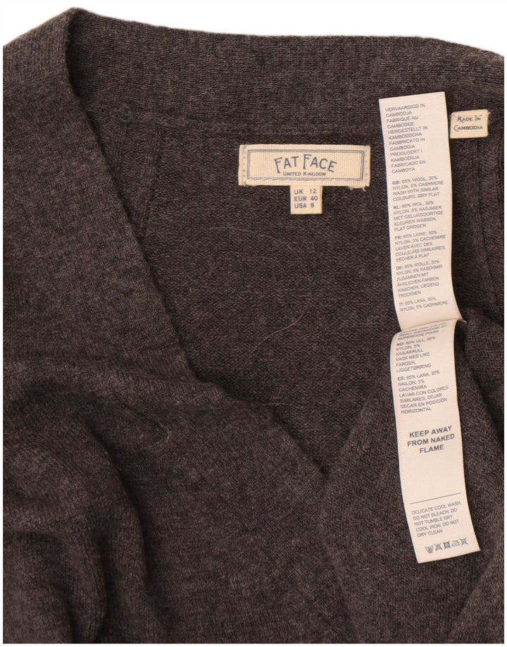 Fat Face Pull surdimensionné à col en V pour femme UK 12 Laine gris moyen