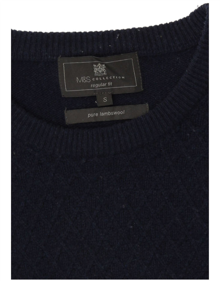 Marks & Spencer Pull à col rond coupe classique pour homme, petit, bleu marine