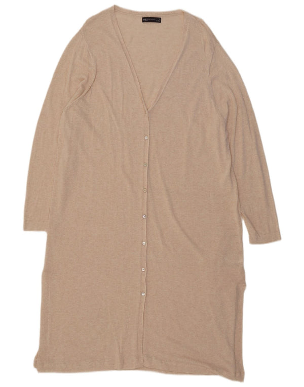 Marks & Spencer Pull cardigan long pour femme UK 20 2XL Beige moucheté