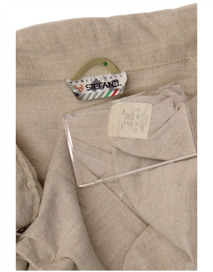 Stefanel Veste Blazer 2 Boutons Femme UK 18 XL Lin Beige