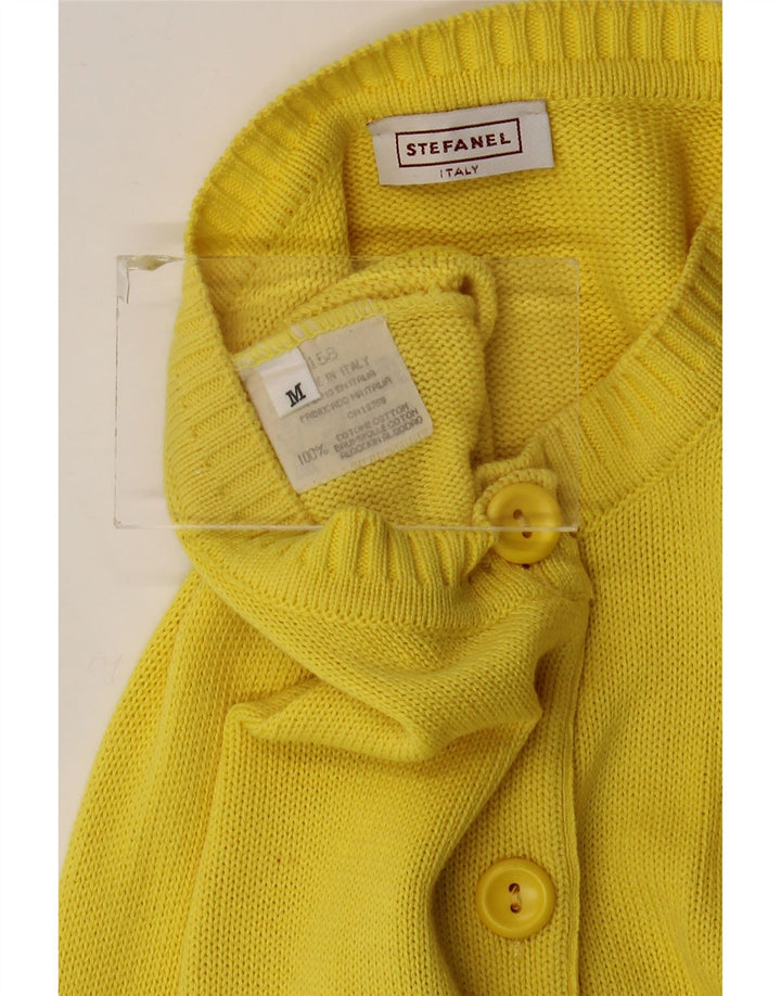 Stefanel Pull Cardigan Femme UK 12 Coton Jaune Moyen
