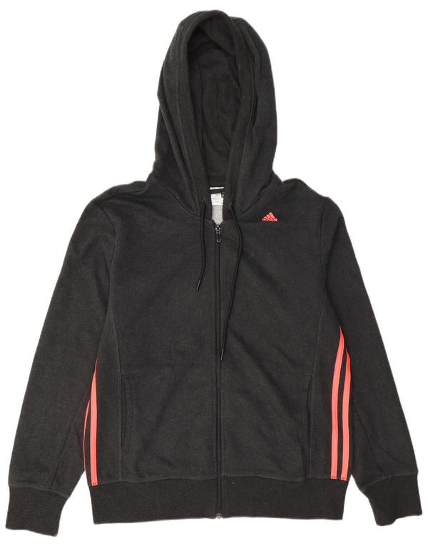 Adidas Climalite Zip Hoodie Pull UK 16/18 Grand Gris Coton