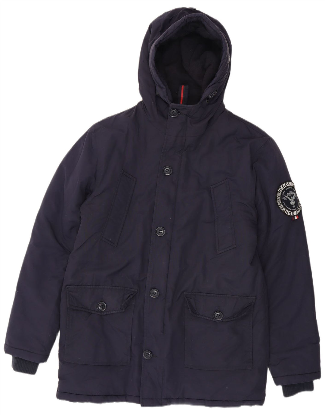 Superdry Veste Parka à Capuche Homme UK 40 Large Bleu Marine Nylon