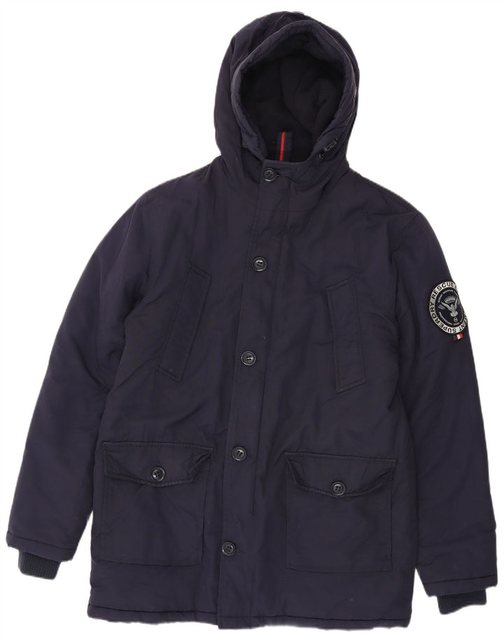 Superdry Veste Parka à Capuche Homme UK 40 Large Bleu Marine Nylon