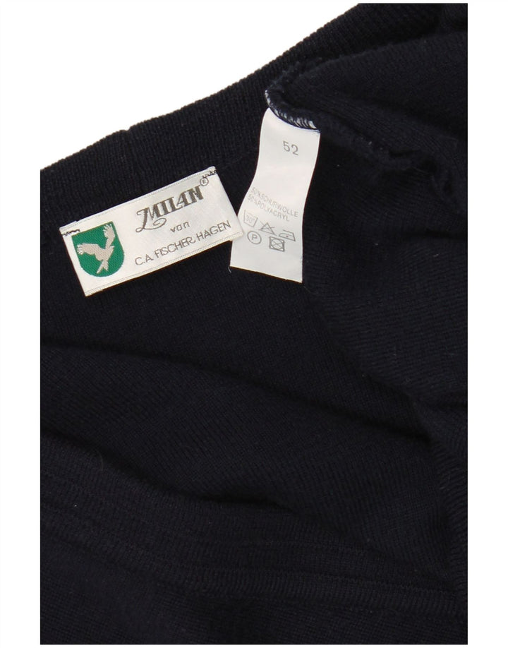 Milan Cardigan Homme Pull EU 52 Grande Laine Vierge Bleu Marine