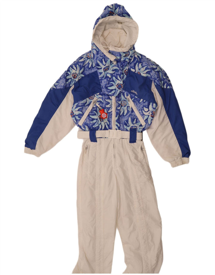 Ellesse Combinaison de ski surdimensionnée à capuche pour femme IT 40 Small White Floral