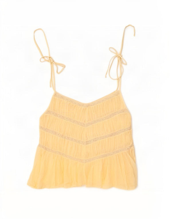 Zara Femme Cami Top UK 12 Coton Beige Moyen