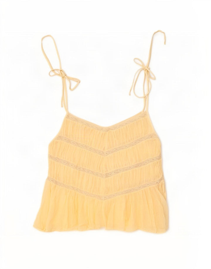 Zara Femme Cami Top UK 12 Coton Beige Moyen