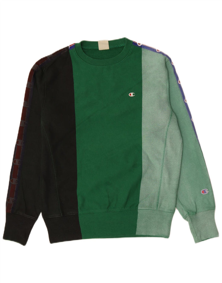 Champion Reverse Weave Sweatshirt Jumper Petit Vert Colorblock