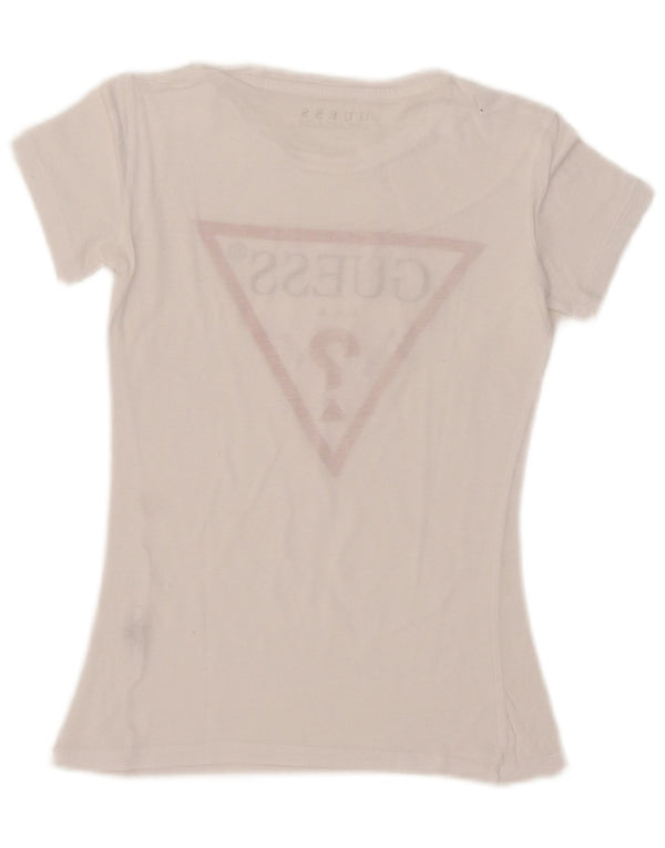 Guess T-shirt court graphique pour femme UK 6 XS Blanc