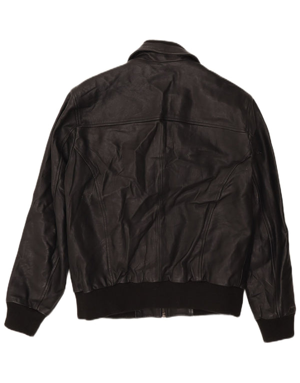 Vintage Mens Bomber Leather Jacket IT 50 Large Black