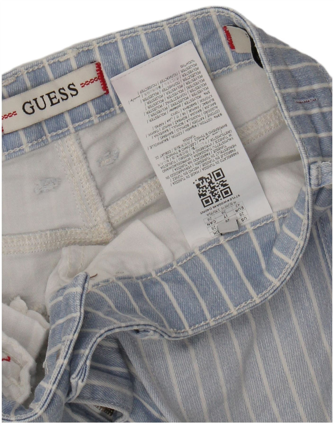 GUESS Jean skinny femme W28 L28 bleu en coton à fines rayures