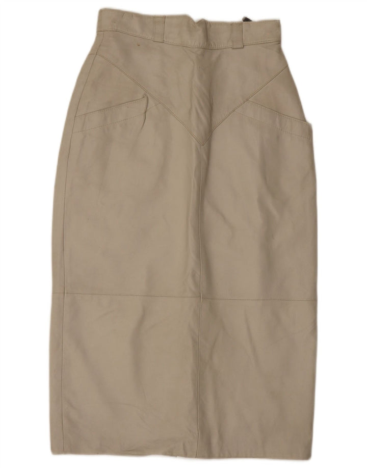 C&A Jupe midi en cuir pour femme EU 40 Medium W28 Cuir beige