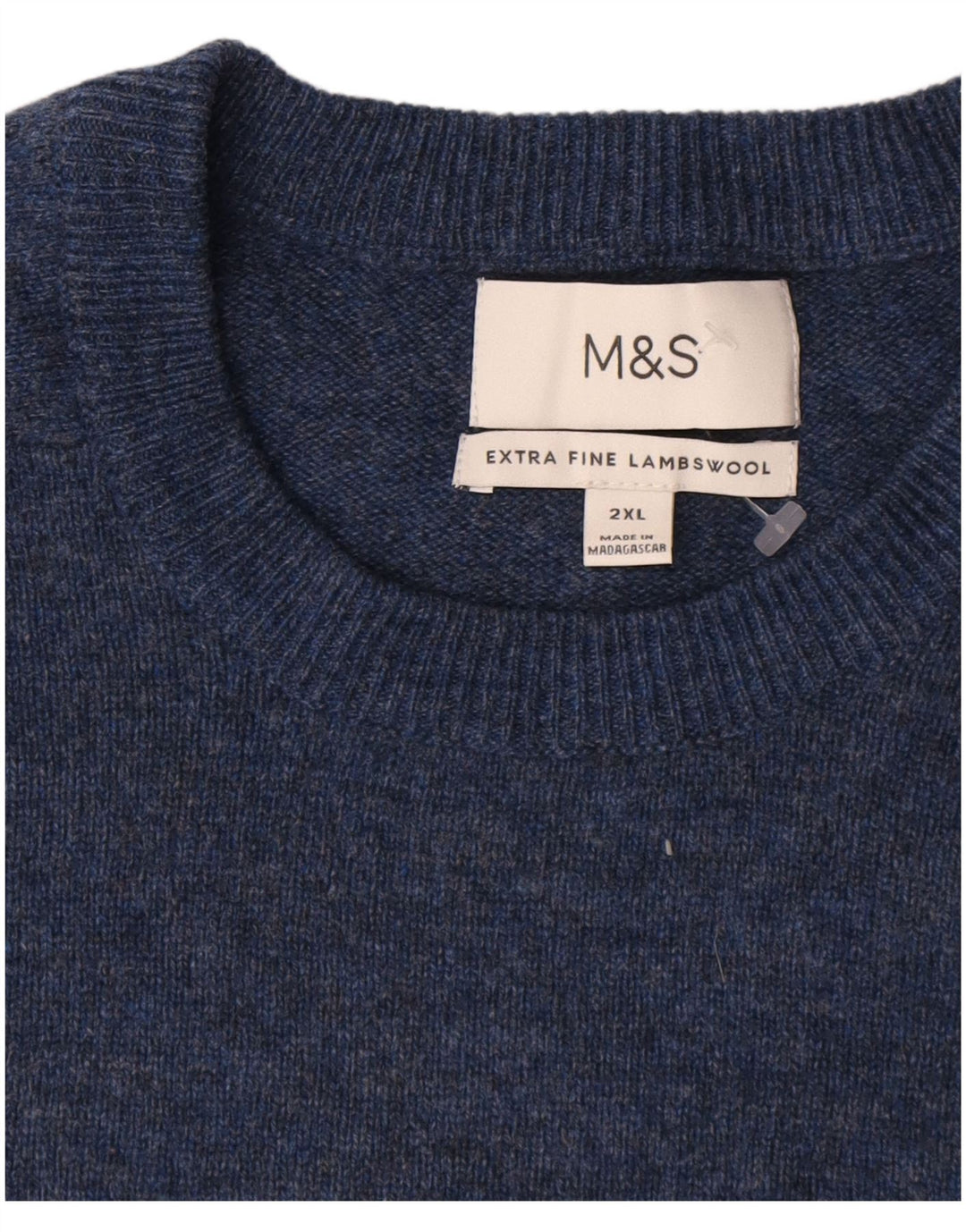 Marks & Spencer Pull col rond pour homme 2XL Bleu marine moucheté