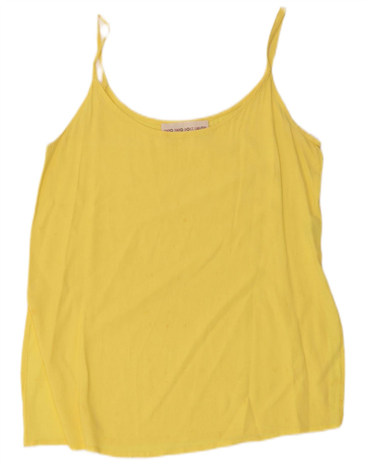 Vintage Femme Cami Top IT 44 Acétate Jaune Moyen