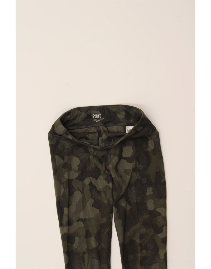 ATHLETA Girls Leggings 6-7 Years Small Green Camouflage Polyester Vintage Athleta and Second-Hand Athleta from Messina Hembry 