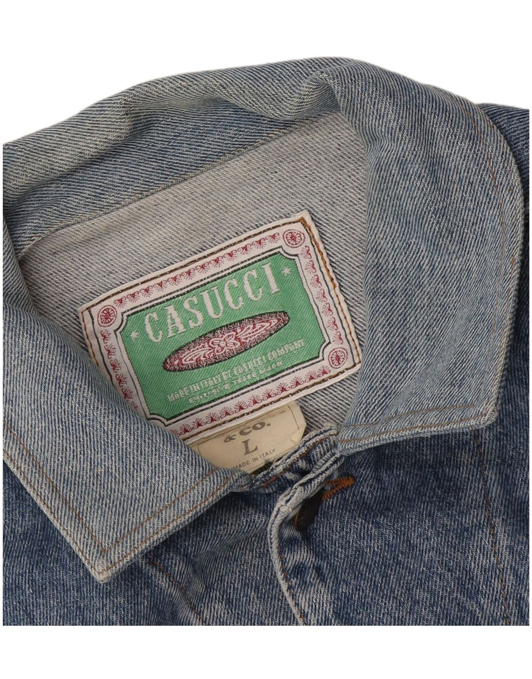 Casucci Veste en jean pour homme UK 40 Large Bleu Coton