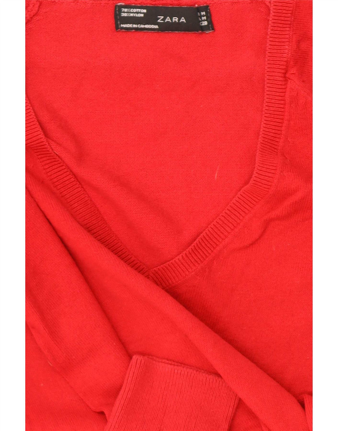 Zara Pull col V pour femme UK 12 Rouge moyen