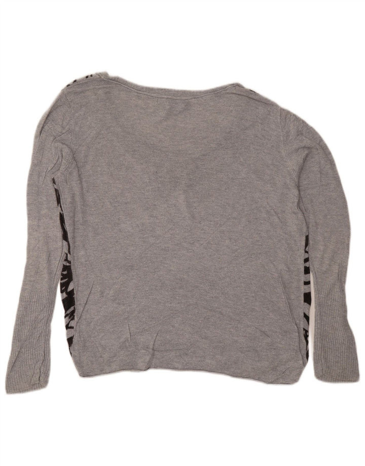 MOSSIMO Pull court à col bateau pour femme UK 16/18 Grand gris floral