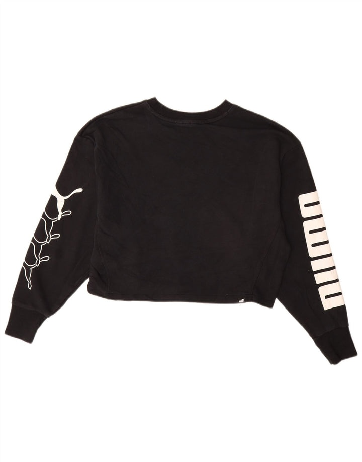 PUMA Sweat-shirt court surdimensionné pour femme UK 10 Petit Noir