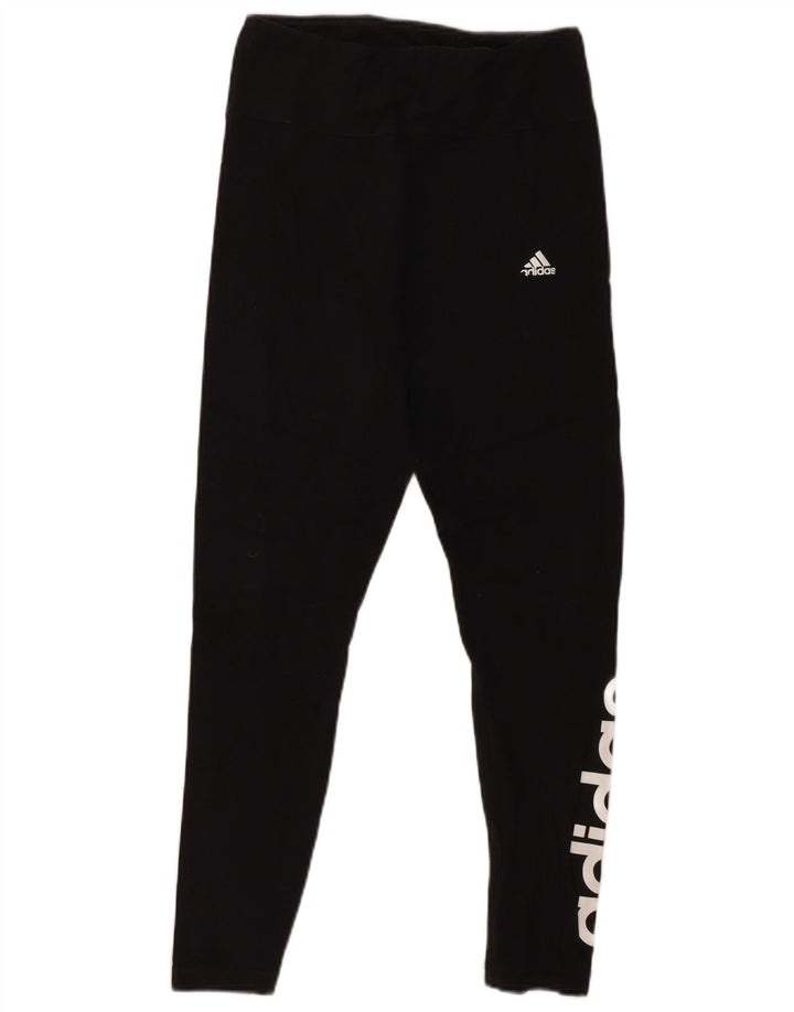 ADIDAS Womens Graphic Leggings UK 12/14 Medium Black