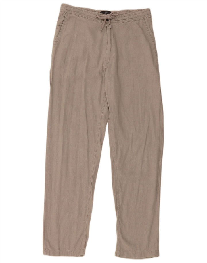 Marks & Spencer Pantalon Chino Droit Regular Femme W30 L31 Lin Gris