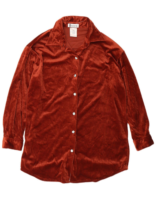 robe chemise surdimensionnée femme vintage UK 10 Petit polyester marron