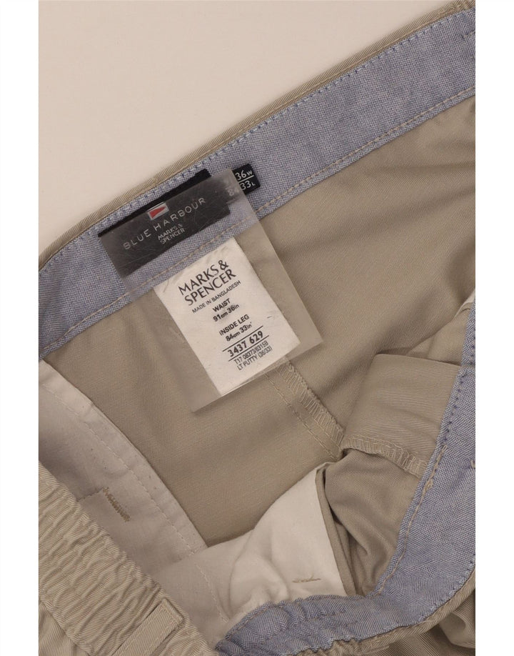Marks & Spencer Pantalon chino bleu Harbour pour homme W36 L33 Beige