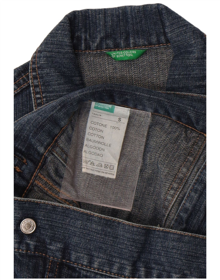Benetton Veste en Jean Femme UK 10 Petit Bleu Coton