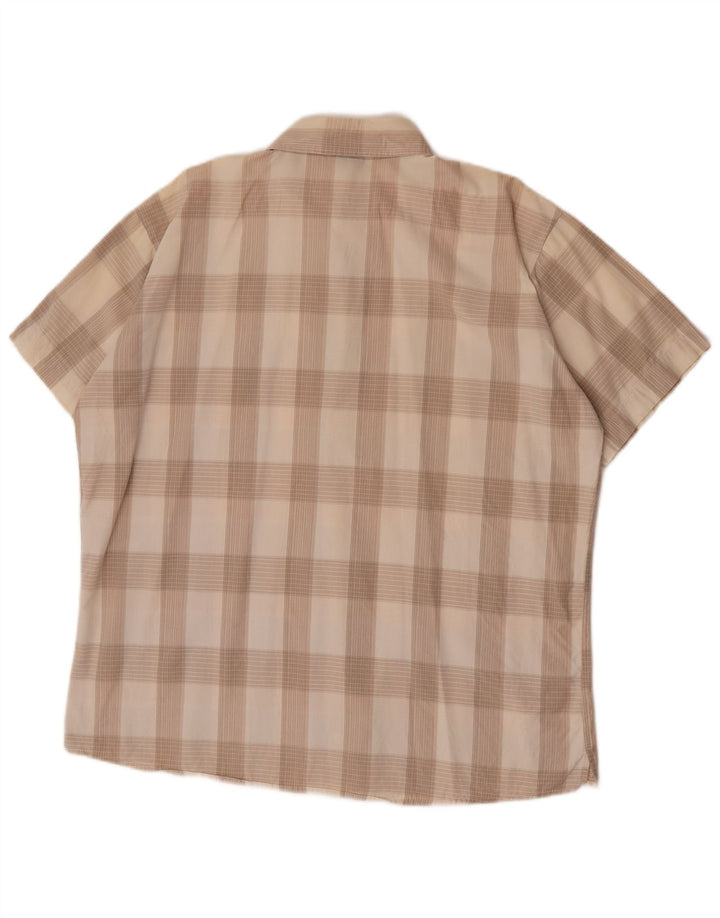 Lee Chemise à manches courtes pour homme 2XL en coton à carreaux beige