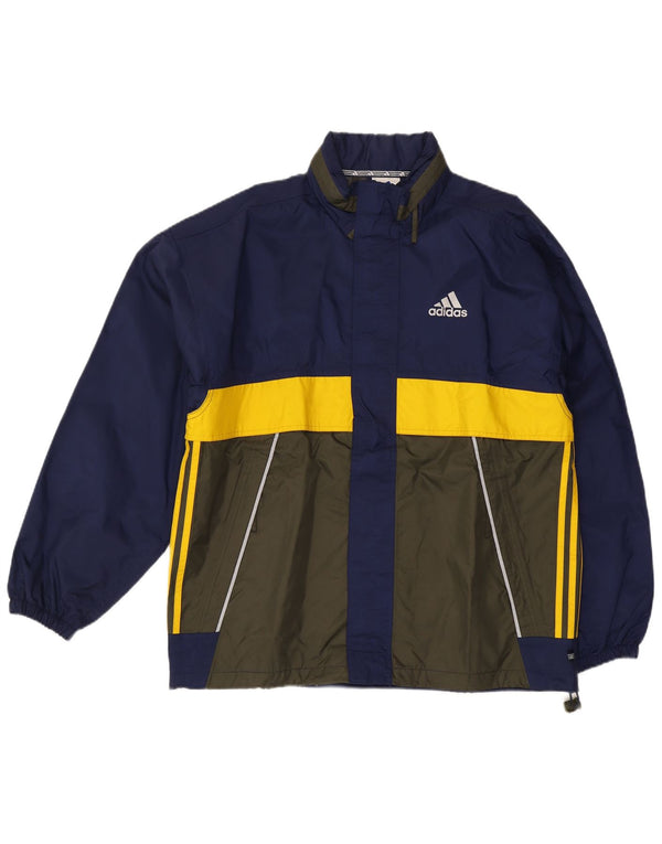 Adidas Veste de pluie à capuche pour homme UK 40/42 Bleu marine moyen Colourblock