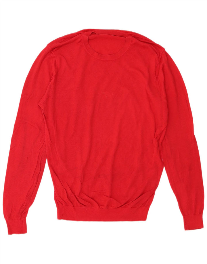 Zara Pull à col rond pour homme en coton rouge Large