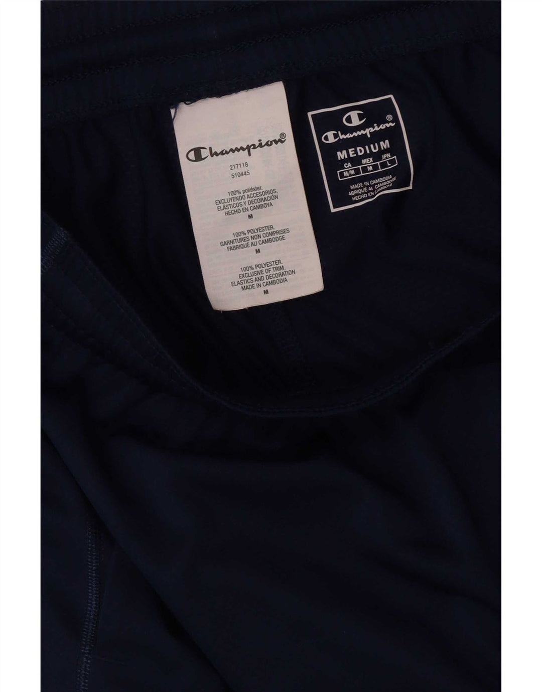 Champion Short de Sport Graphique Homme Bleu Marine Moyen Polyester