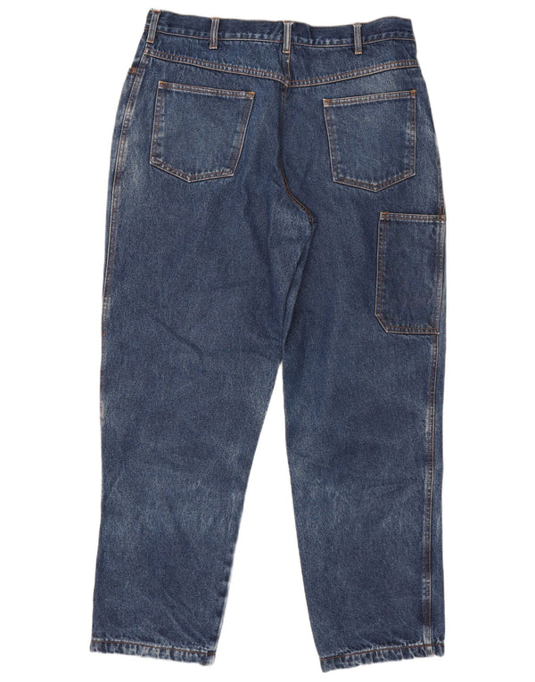 vintage Mens Cargo Tapered Jeans W36 L31 Bleu Coton