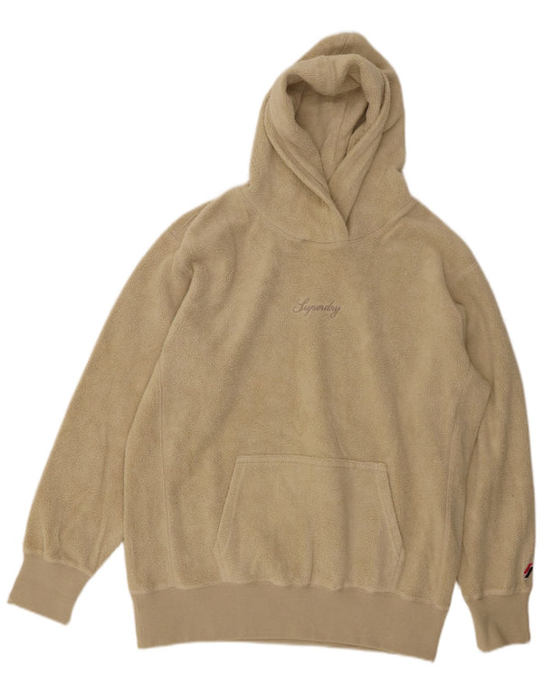 SUPERDRY Pull polaire à capuche surdimensionné pour femme UK 6 XS Beige Polyester