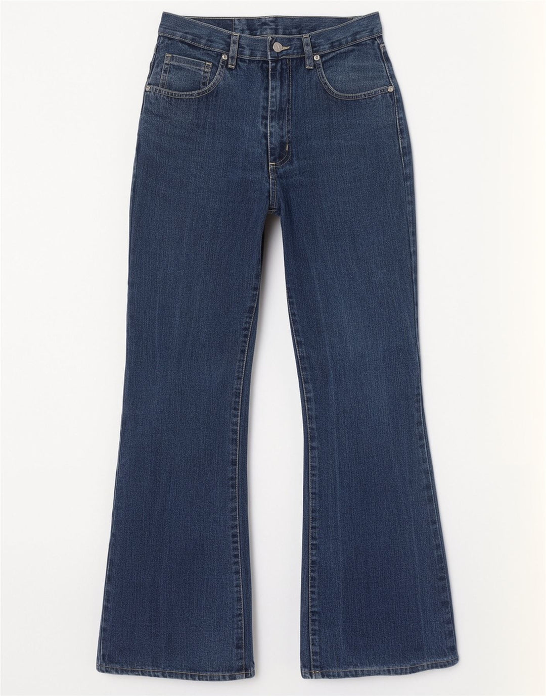 Wild Jeans Femme Taille Haute Évasée IT 42 Moyen W26 L30 Bleu Coton