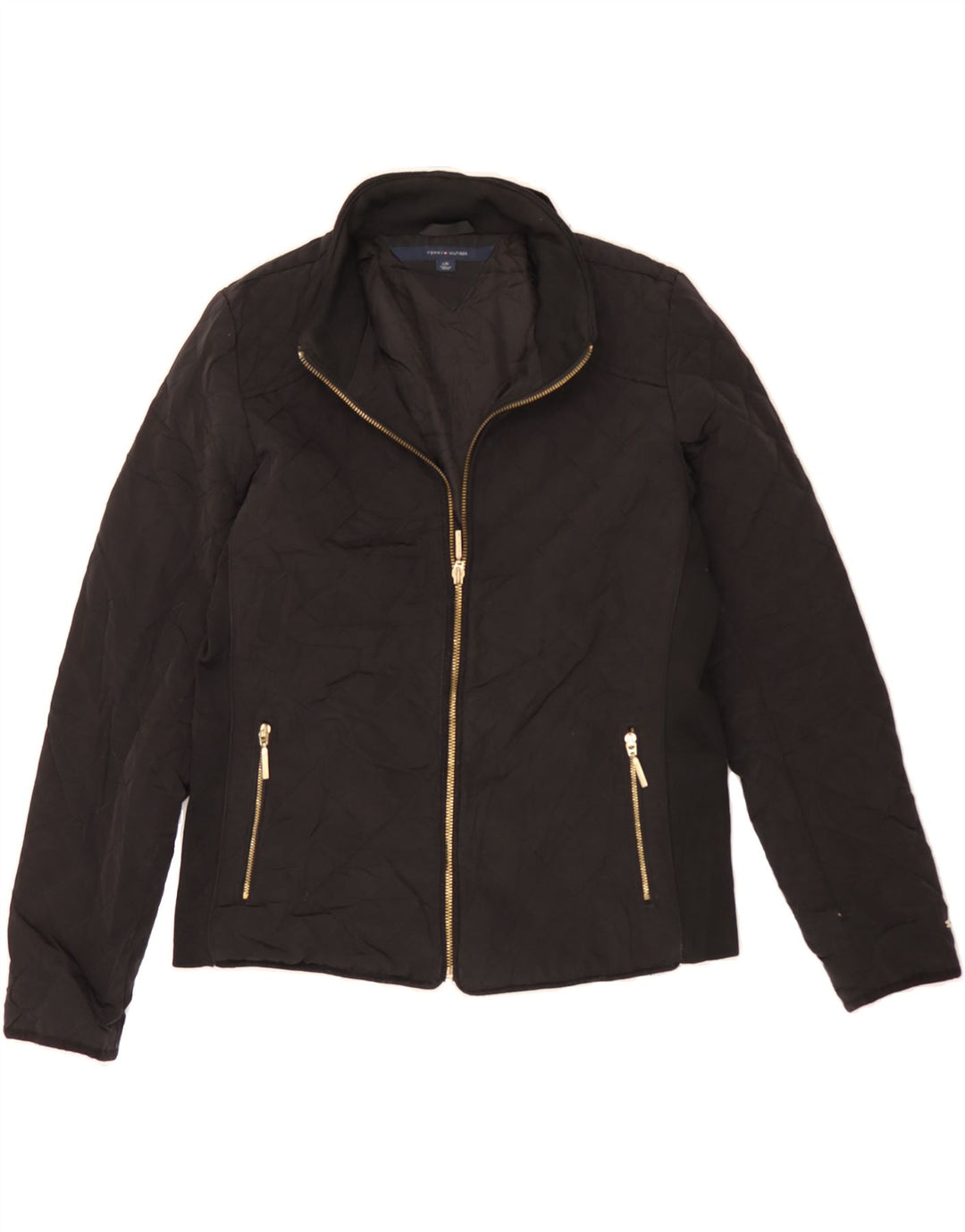 TOMMY HILFIGER Womens Quilted Jacket UK 16 Large Black Polyester Vintage Tommy Hilfiger and Second-Hand Tommy Hilfiger from Messina Hembry 