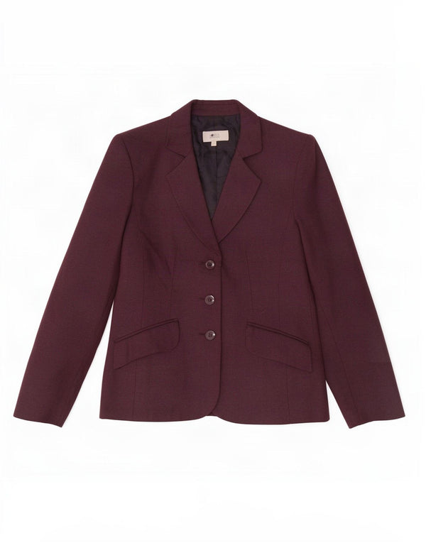 Marks & Spencer Veste blazer pour femme UK 14 Medium Maroon Herringbone