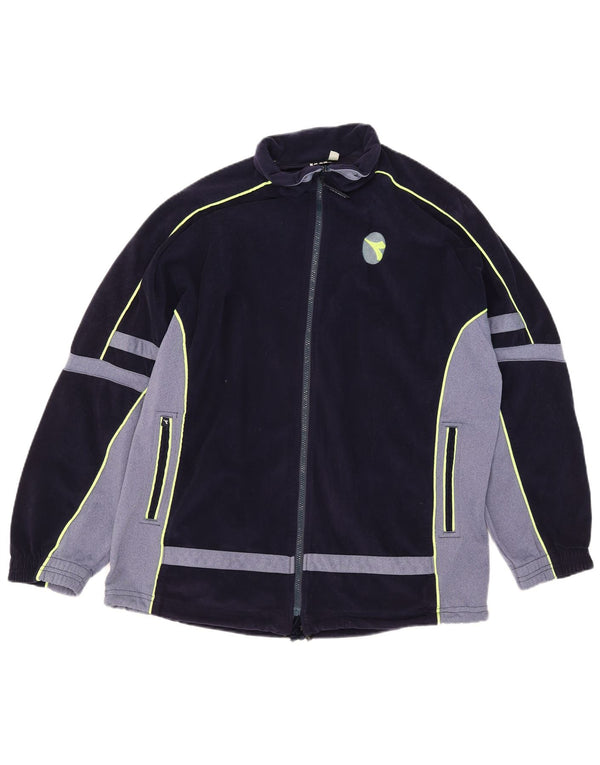 Diadora Veste de survêtement en velours pour homme UK 42 Large Bleu marine Colourblock